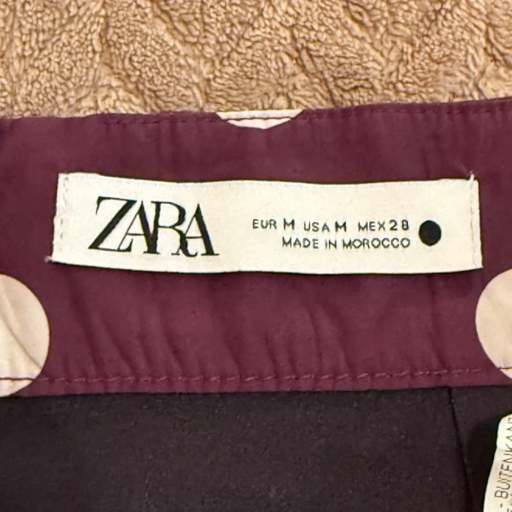 Zara Womens M Mini Skirt Eggplant Polka Dots Office Casual Preppy Streetwear
